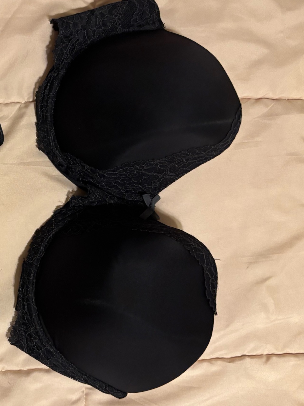 Victoria's Secret Black Strapless Lace-Trim Bra